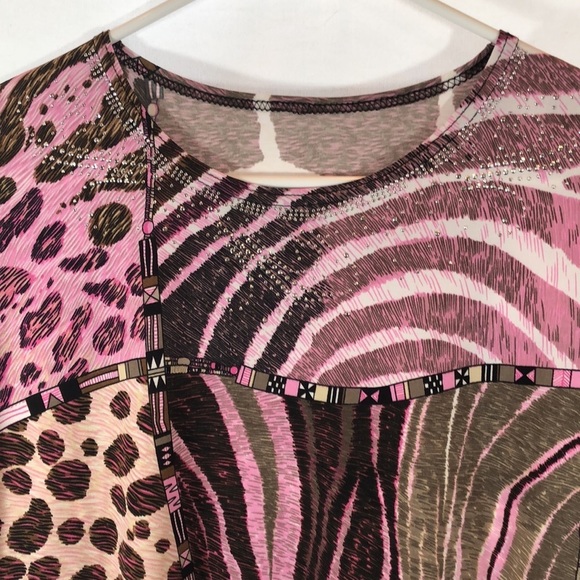 Damee Inc 2 Piece Embellished Jacket & Top Set Pink Animal Print  Women’s Small - Picture 14 of 16